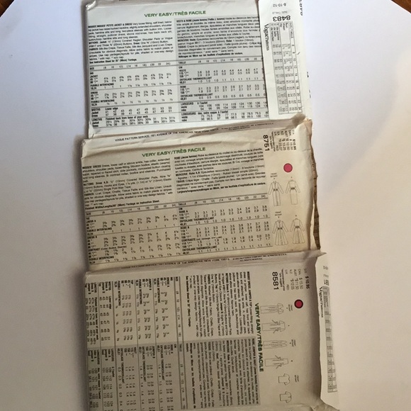 Vogue 3 Patterns multi-sized (8-10-12) from 1990’s - Picture 2 of 7